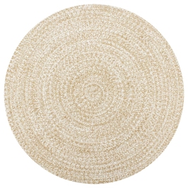 Paklājs, 150 Cm, Roku Darbs, Džuta, Balts Un Dabīgs Vidaxl