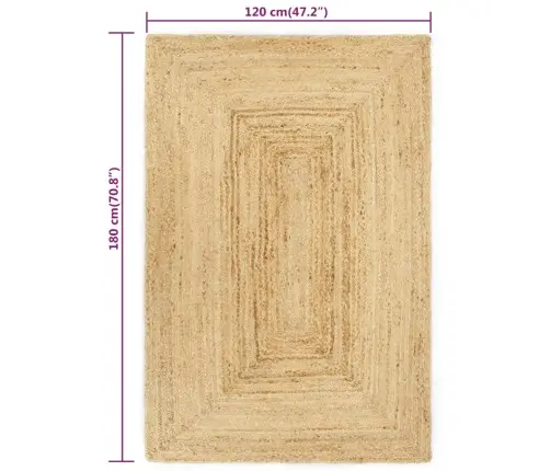 Paklājs, Roku Darbs, Džuta, Dabīga Krāsa, 120X180 Cm Vidaxl