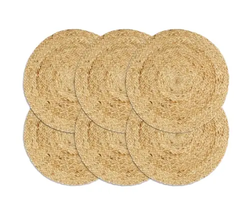 Galda Paliktņi, 6 Gab., 38 Cm, Apaļi, Dabīgas Krāsas Džuta Vidaxl
