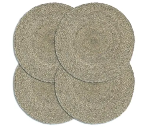 Galda Paliktņi, 4 Gab., 38 Cm, Apaļi, Pelēka Džuta Vidaxl