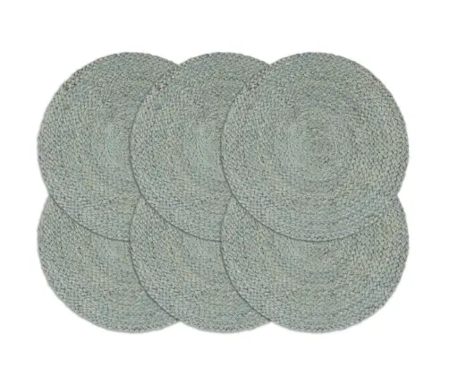 Stalo Kilimėliai, 6 Vnt., Žali, 38cm Džiutas, Apvalūs