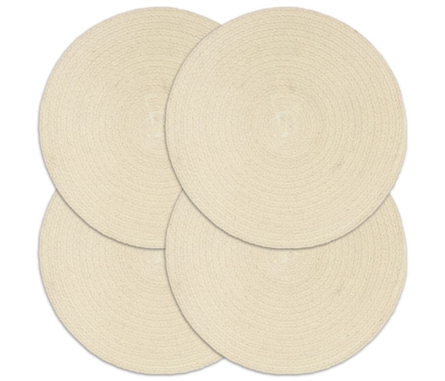 Lauamatid 4 Tk, Naturaalne, 38 cm Ümmargune, Puuvill