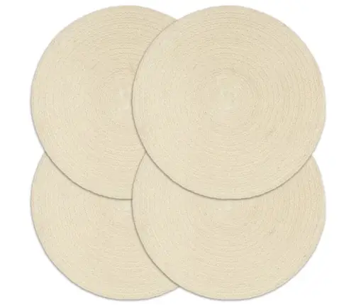Stalo Kilimėliai, 4 Vnt., Natūralūs, 38cm Medvilnė, Apvalūs