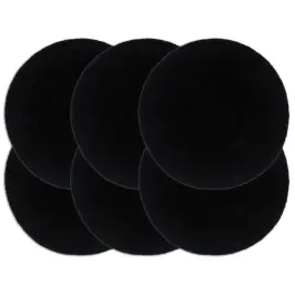Galda Paliktņi, 6 Gab., 38 Cm, Apaļi, Melna Kokvilna  Vidaxl