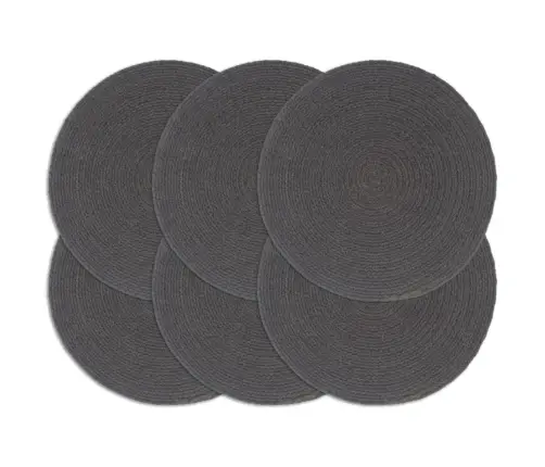 Stalo Kilimėliai, 6 Vnt., Tamsiai Pilki, 38cm Medvilnė