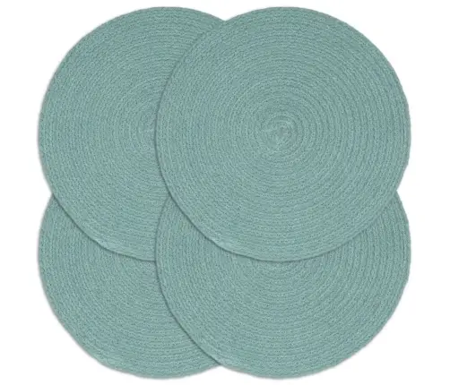 Stalo Kilimėliai, 4 Vnt., Žali, 38cm Medvilnė, Apvalūs