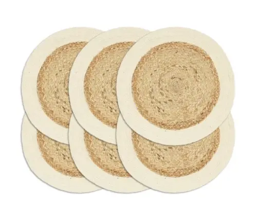 Galda Paliktņi, 6 Gab., 38 Cm, Apaļi, Džuta Un Kokvilna  Vidaxl