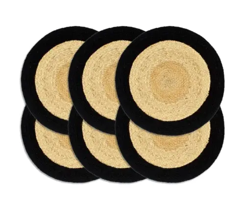 Galda Paliktņi, 6 Gab., Melna, Dabīga Krāsa, 38 Cm, Kokvilna Vidaxl