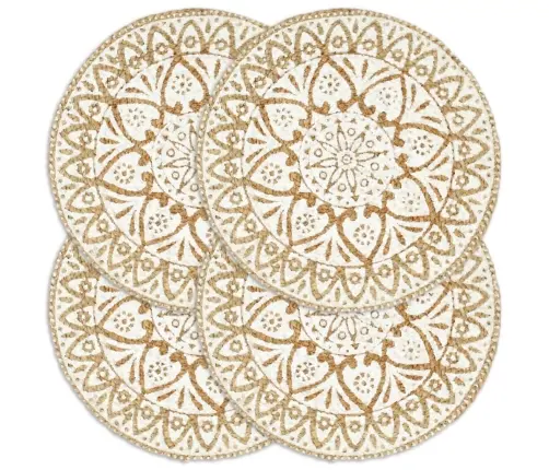 Lauamatid 4 Tk, Valge, 38 cm Ümmargune, Džuut