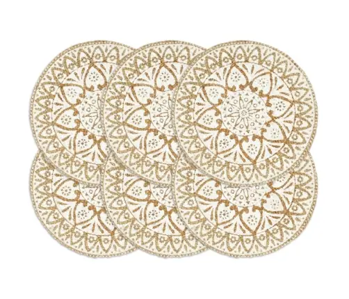 Galda Paliktņi, 6 Gab., 38 Cm, Apaļi, Balta Džuta Vidaxl