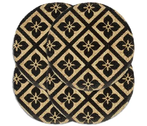 Galda Paliktņi, 4 Gab., 38 Cm, Apaļi, Melna Džuta Vidaxl