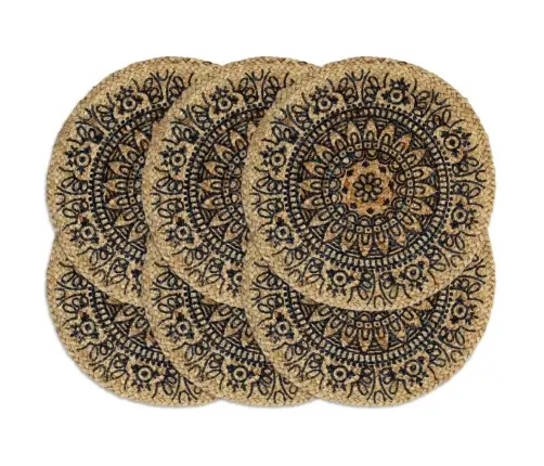 Galda Paliktņi, 6 Gab., 38 Cm, Apaļi, Tumši Zila Džuta Vidaxl