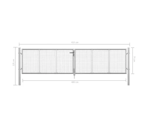 Dārza Vārti, Cinkots Tērauds, 415X75 Cm, Sudraba Krāsā Vidaxl