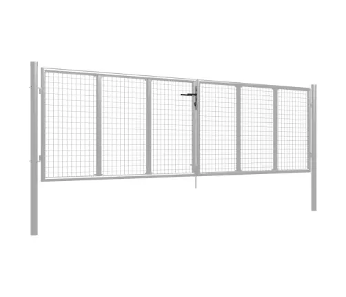 Dārza Vārti, 415X150 Cm, Cinkots Tērauds, Sudraba Krāsā Vidaxl