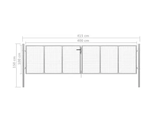 Dārza Vārti, 415X150 Cm, Cinkots Tērauds, Sudraba Krāsā Vidaxl