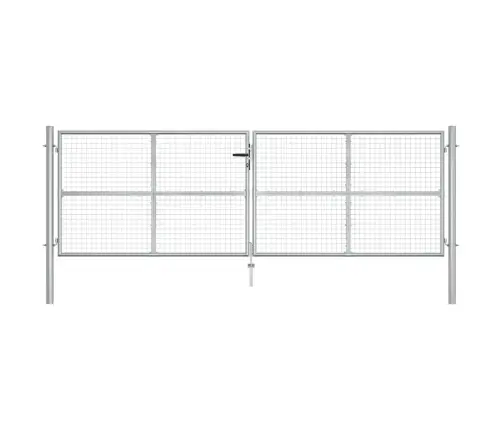 Dārza Vārti, Cinkots Tērauds, 415X125 Cm, Sudraba Krāsā Vidaxl