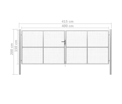 Aiavärav, Tsingitud Teras, 400 X 150 cm Hõbedane