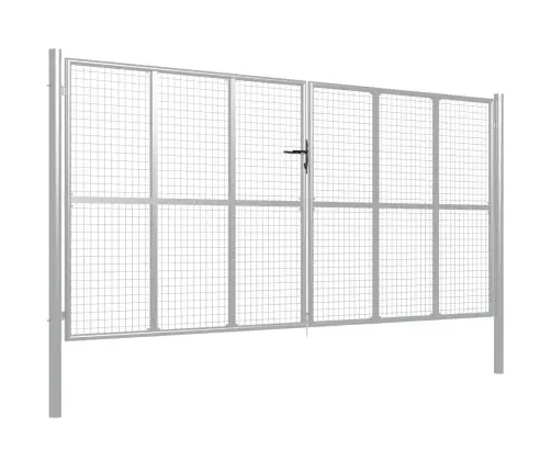 Dārza Vārti, 415X250 Cm, Cinkots Tērauds, Sudraba Krāsā Vidaxl