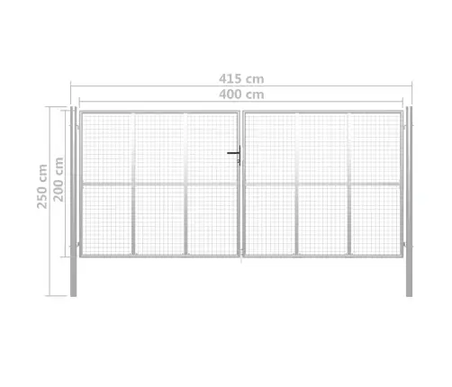 Dārza Vārti, 415X250 Cm, Cinkots Tērauds, Sudraba Krāsā Vidaxl