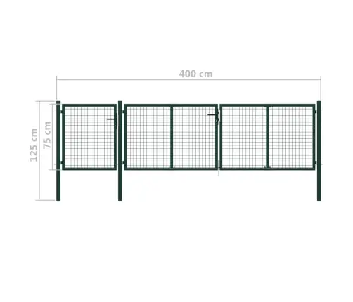Dārza Vārti, Zaļi, 400X75 Cm, Tērauds Vidaxl