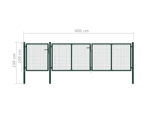 Dārza Vārti, Zaļi, 400X100 Cm, Tērauds Vidaxl