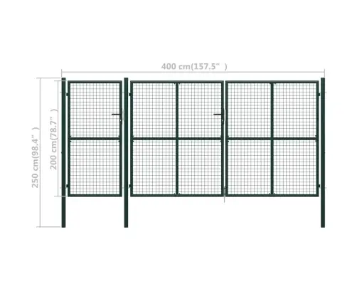 Dārza Vārti, Zaļi, 400X200 Cm, Tērauds Vidaxl