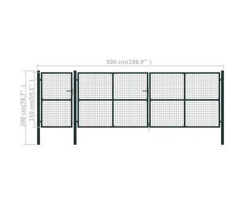 Dārza Vārti, Zaļi, 500X150 Cm, Tērauds Vidaxl