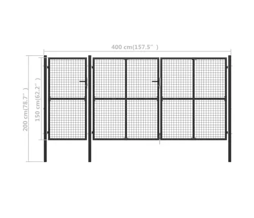 Sodo Vartai, Antracito Spalvos, 400X150cm Plienas