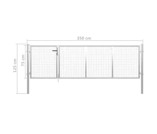 Sodo Vartai, Plieniniai, 350X75 cm Sidabriniai