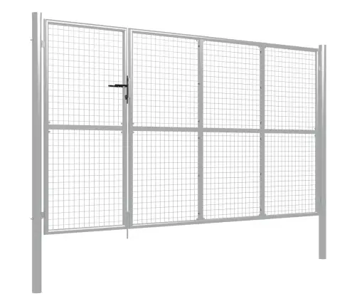 Dārza Vārti, Sudraba Krāsā, 350X150 Cm, Tērauds Vidaxl