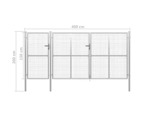 Sodo Vartai, Plieniniai, 400X150 cm Sidabriniai