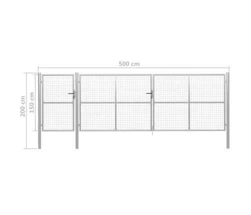 Dārza Vārti, Sudraba Krāsā, 500X150 Cm, Tērauds Vidaxl
