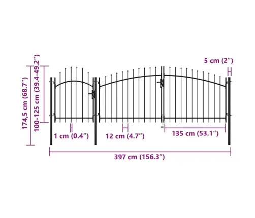 Aiavärav, Teras, 1,75 X 4 M, Must