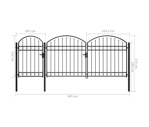 Aedade Värav Kumeral Ülaosas 175 X 400 Cm Teras