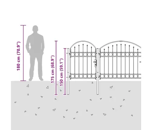 Dārza Vārti Melna 175 X 400 Cm Vidaxl