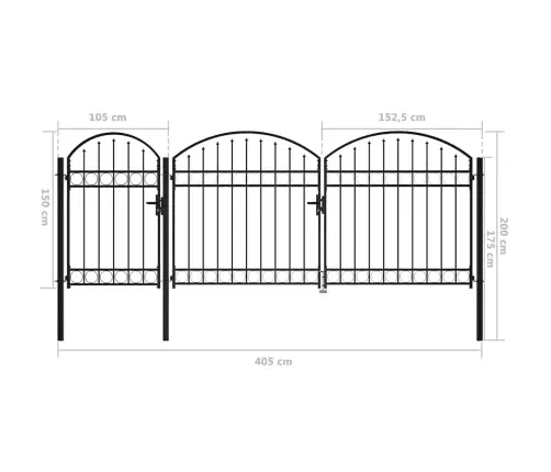Sodo Tvorelės Vartai Su Arkiniu Viršumi 200 X 400 Cm Plienas