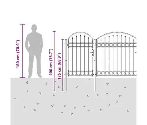 Dārza Vārti Melna 200 X 400 Cm Tērauds Vidaxl