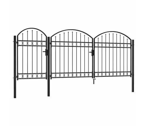 Dārza Vārti Ar Arkveida Formu, Melni, 2,25X4 M, Tērauds Vidaxl