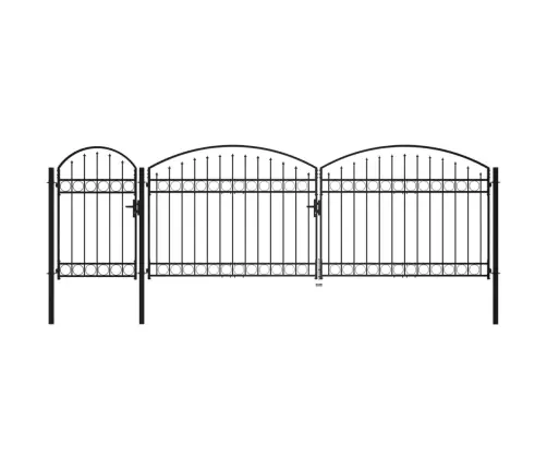 Dārza Vārti Ar Arkveida Formu, Melni, 2X5 M, Tērauds Vidaxl