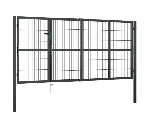 Dārza Vārti Ar Stabiem, 350X120 Cm, Tērauds, Antracītpelēks Vidaxl