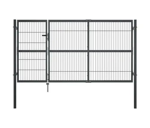 Dārza Vārti Ar Stabiem, 350X140 Cm, Tērauds, Antracītpelēks Vidaxl