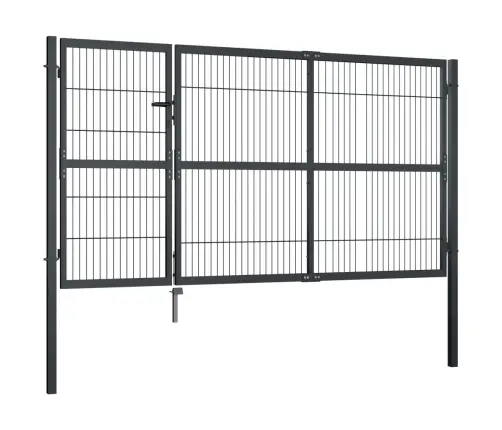 Dārza Vārti Ar Stabiem, 350X140 Cm, Tērauds, Antracītpelēks Vidaxl