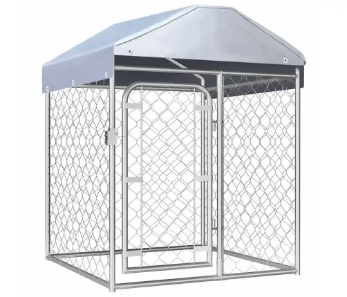Suņu Voljērs Ar Jumtu, 100X100X125 Cm Vidaxl