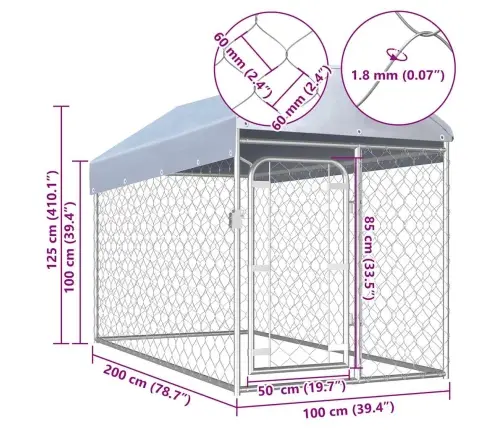 Katusega Koeraaed, 200 X 100 X 125 Cm