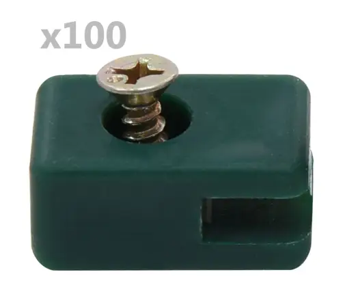 Sodo Tvoros Vielos Laikikliai Su Sraigtu, 100 Rinkinių, Žali