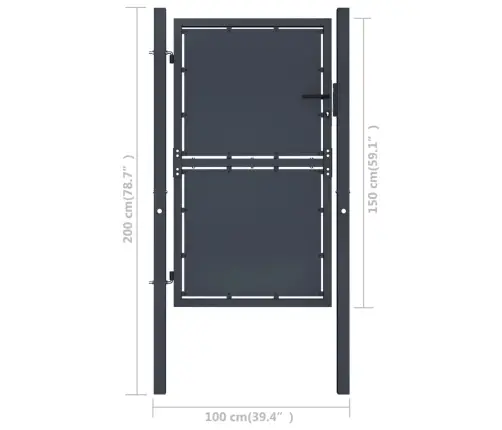 Dārza Vārti, 100X150 Cm, Tērauds, Antracītpelēki Vidaxl