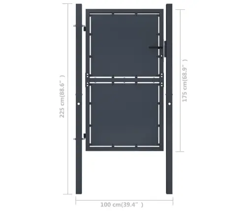 Dārza Vārti, 100X175 Cm, Tērauds, Antracītpelēki Vidaxl