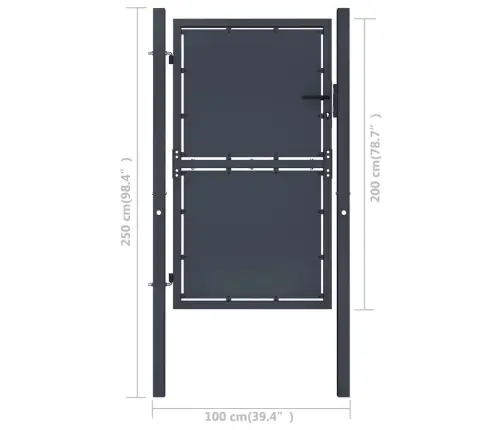 Dārza Vārti, 100X200 Cm, Tērauds, Antracītpelēki Vidaxl