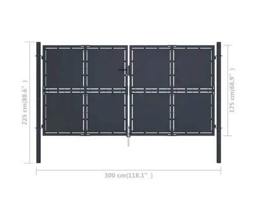 Dārza Vārti, 300X175 Cm, Tērauds, Antracītpelēki Vidaxl