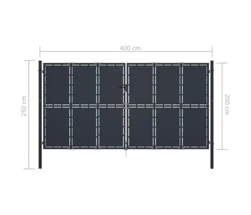 Aiavärav, Terasest, 400 X 200 cm Antratsiithall